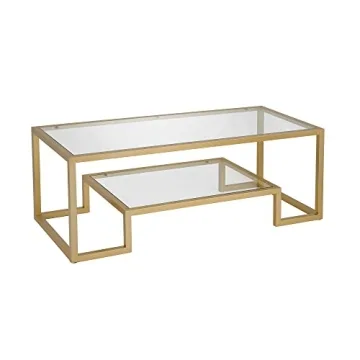 Stylish Henn&Hart 45" Wide Brass Coffee Table for Modern Homes