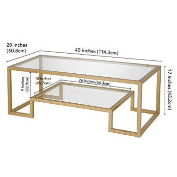 Stylish Henn&Hart 45" Wide Brass Coffee Table for Modern Homes