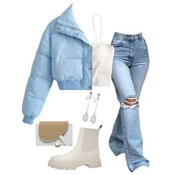 Chic Gihuo Women's Cropped Puffer Jacket for Winter