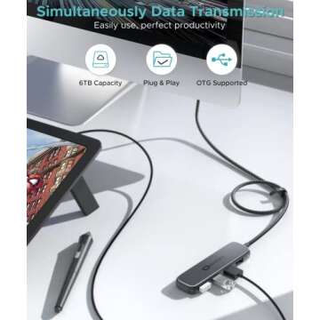 USB Splitter 3.0, WARRKY 4 Port USB Hub for Laptop [3FT Braided Cable, Aluminum Shell] Ultra-Slim Multi USB Port, Compatible with PC, Desktop, Surface Pro, MacBook, Flash Drive, PlayStation, Xbox