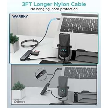USB Splitter 3.0, WARRKY 4 Port USB Hub for Laptop [3FT Braided Cable, Aluminum Shell] Ultra-Slim Multi USB Port, Compatible with PC, Desktop, Surface Pro, MacBook, Flash Drive, PlayStation, Xbox