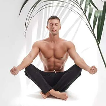 AMY COULEE Mens Cotton Yoga Pants Running Workout Lightweight Sweatpants Open Bottom Lounge Pants with Pockets (M, Black)