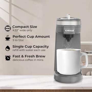 CHULUX Mini Coffee Maker for K Capsule, Single Serve Coffee Maker for One Cup Americano, Lightweight...