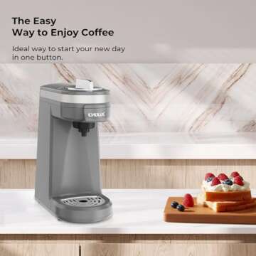 CHULUX Mini Coffee Maker for K Capsule, Single Serve Coffee Maker for One Cup Americano, Lightweight Pod Coffee Machine, Gray