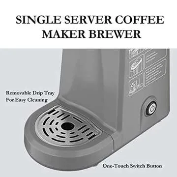 CHULUX Mini Coffee Maker for K Capsule, Single Serve Coffee Maker for One Cup Americano, Lightweight Pod Coffee Machine, Gray