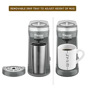 CHULUX Mini Coffee Maker for K Capsule, Single Serve Coffee Maker for One Cup Americano, Lightweight Pod Coffee Machine, Gray