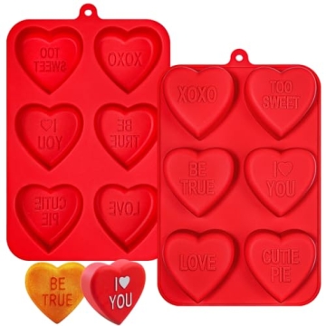 Webake Large Conversation Heart Mold for Baking, Valentine Heart Silicone Molds 6-Cavity Heart Shape...