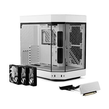 HYTE Y60 Modern Aesthetic Dual Chamber Panoramic Tempered Glass Mid-Tower ATX Computer Gaming Case with PCIE 4.0 Riser Cable Included, Snow White (CS-HYTE-Y60-WW)
