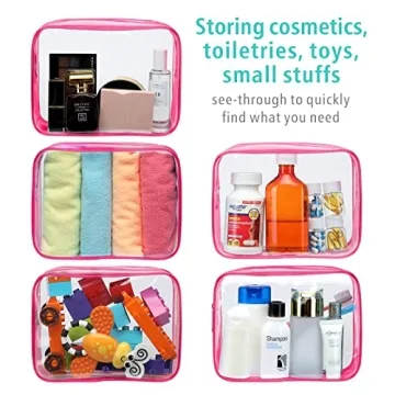 F-color Clear Travel Bags 3 Pack for Easy Organization