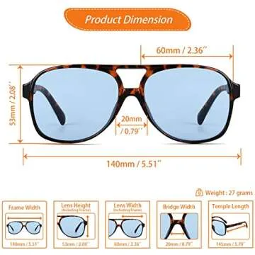 Xpectrum Trendy Retro Sunglasses for Men Women 70s Vintage Aviator Sun Glasses Classic Shades (Blue/Tortoise)