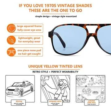 Xpectrum Trendy Retro Sunglasses for Men Women 70s Vintage Aviator Sun Glasses Classic Shades (Blue/Tortoise)