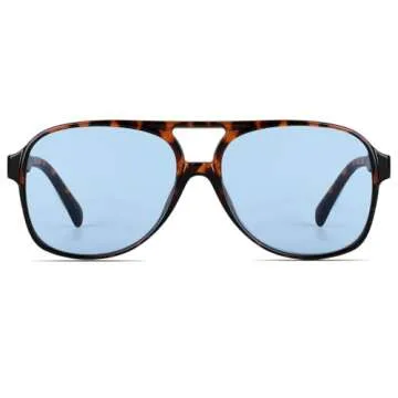 Xpectrum Trendy Retro Sunglasses for Men Women 70s Vintage Aviator Sun Glasses Classic Shades (Blue/Tortoise)