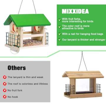 Durable Cedar Wood Bird Feeder with Suet Cages for Outdoors