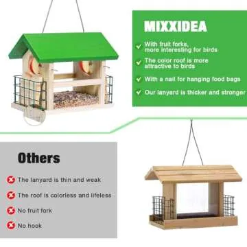 Durable Cedar Wood Bird Feeder with Suet Cages for Outdoors