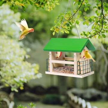 Durable Cedar Wood Bird Feeder with Suet Cages for Outdoors
