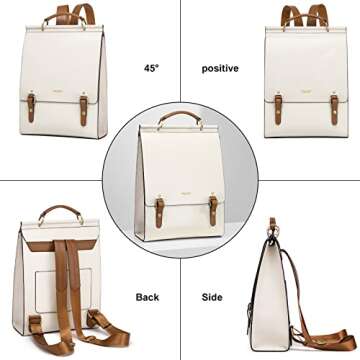 Cnoles Leather Backpack Purse For Women Fashion Ladies Vintage Bags Casual College Travel Backpacks Large bag White