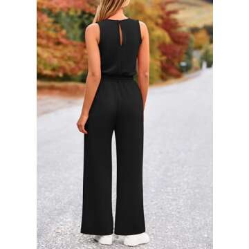 PRETTYGARDEN Womens Jumpsuits Summer Casual One Piece Outfits Sleeveless Wide Leg Long Pants Rompers...