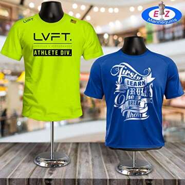 Male + Female Mannequin Torso by EZ Mannequins, Dress Form Body Display Stand, Easy Set Up and Transport, Great for Indoor Or Outdoor Table Products, Deluxe 8" Metal Base. (Black)