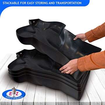 Male + Female Mannequin Torso by EZ Mannequins, Dress Form Body Display Stand, Easy Set Up and Transport, Great for Indoor Or Outdoor Table Products, Deluxe 8" Metal Base. (Black)