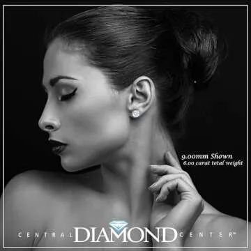 Central Diamond Center 14K Solid Gold Post & Sterling Silver 4 Prong CZ Stud Earrings - Yellow Gold Plated - 9.00mm - 6.00cttw