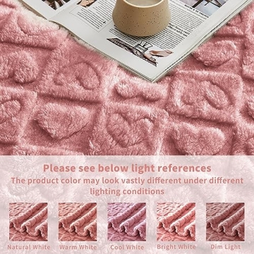 FY FIBER HOUSE Throw Blankets with Heart Checkered,Soft Warm Blankets for Lover Mom Father Gifts,Washable Lightweight Fuzzy Blanket for Couch Sofa Bed Office All Season(Pink,60"x80")