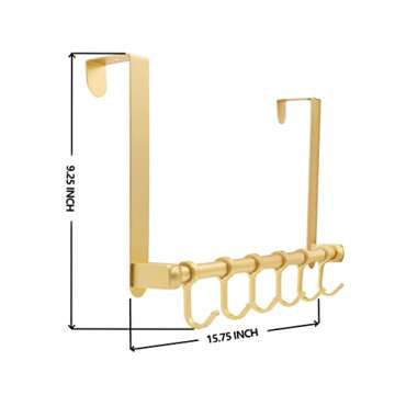 Biomoty Over The Door Hooks Door Hanger, Moving 6-Hooks Over Door Coat Rack for Hanging, Aluminum He...