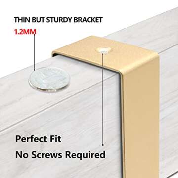 Biomoty Over The Door Hooks Door Hanger, Moving 6-Hooks Over Door Coat Rack for Hanging, Aluminum Heavy Duty Door Organizer for Towel Robe Hat Bag, Behind Back of Door Bathroom (Gold)