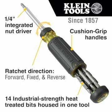 Klein Tools Multi-bit Ratcheting Screwdriver, 15-in-1