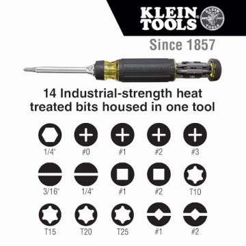 Klein Tools Multi-bit Ratcheting Screwdriver, 15-in-1