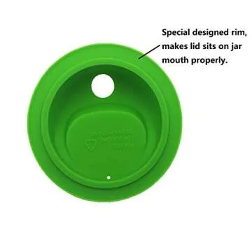 THINKCHANCES Reusable Food Grade and BPA Free Silicone Circular Straw Hole Coffee Juice Drinking Sip Lid for Mason, Ball, Canning Jars (Regular Mouth, Lime) 6 Pack