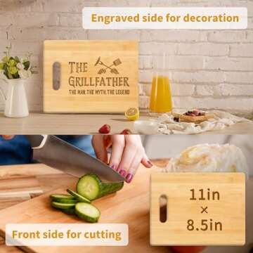 Pandasch Gifts for Dad from Daughter Son, Unique Birthday Grilling Gifts for Dad Father Men Papa, Engraved Bamboo Cutting Board, The Grillfather, The Man, The Myth, The Legend, Father Present