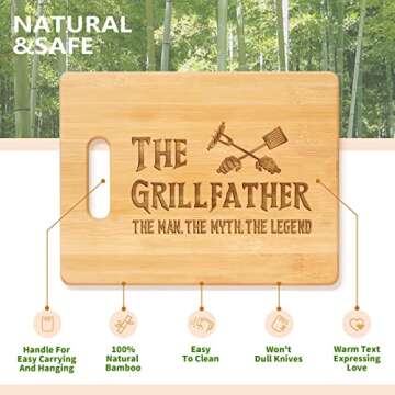 Pandasch Gifts for Dad from Daughter Son, Unique Birthday Grilling Gifts for Dad Father Men Papa, Engraved Bamboo Cutting Board, The Grillfather, The Man, The Myth, The Legend, Father Present