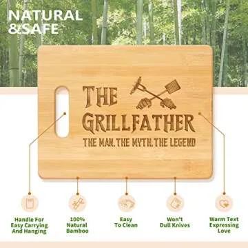 Pandasch Gifts for Dad from Daughter Son, Unique Birthday Grilling Gifts for Dad Father Men Papa, Engraved Bamboo Cutting Board, The Grillfather, The Man, The Myth, The Legend, Father Present