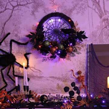 Valery Madelyn Halloween Wreath with Lights for Festive Decor
