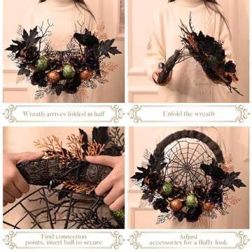 Valery Madelyn Halloween Wreath with Lights for Festive Decor