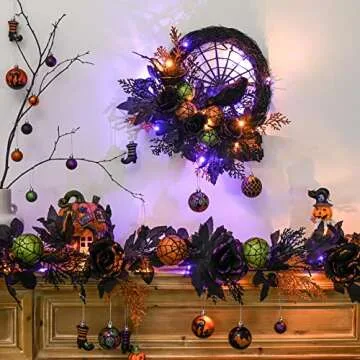 Valery Madelyn Halloween Wreath with Lights for Festive Decor