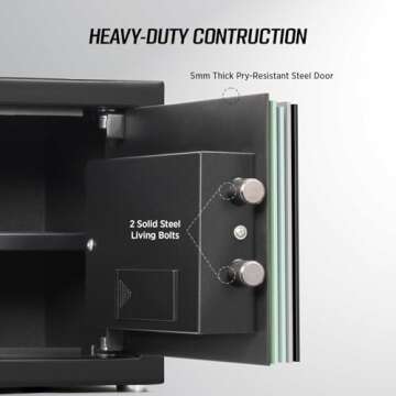 ISLANDSAFE Safe and Security Lock Box,Small Money Box,Document Safe with Digital Keypad Lock for Home Office Hotel Business Jewelry Gun Cash Use Storage,Removable Shelf (0.8Cubic Feet Black)