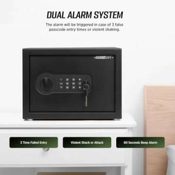 ISLANDSAFE Safe and Security Lock Box,Small Money Box,Document Safe with Digital Keypad Lock for Home Office Hotel Business Jewelry Gun Cash Use Storage,Removable Shelf (0.8Cubic Feet Black)