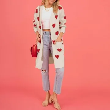 Women's Chunky Knit Heart Cardigan - Soft & Stylish Sweater