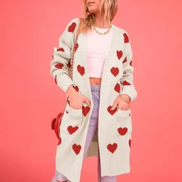 Women's Chunky Knit Heart Cardigan - Soft & Stylish Sweater