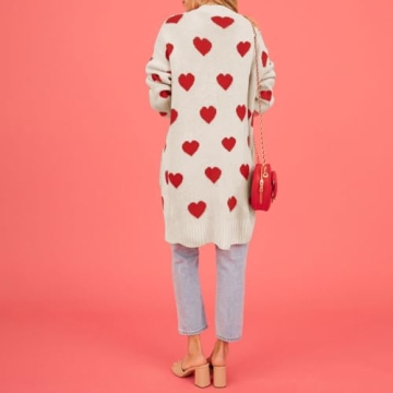 Women's Chunky Knit Heart Cardigan - Soft & Stylish Sweater