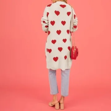Women's Chunky Knit Heart Cardigan - Soft & Stylish Sweater
