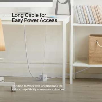Belkin 6-Outlet Power Cube w/ 3 AC Outlets, 3 USB-A Ports, & 5ft Sturdy Extension Cord - Convenient Compact Cube for Home, Office, Travel, Desktop, & Phone Charger - 4.5 Amps