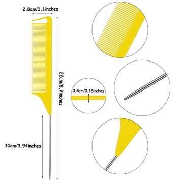 WILLBOND Magnetic Wrist Sewing Pincushion Wrist Magnetic Pin Holder Wristband Pin Cushion Holder with 3 Pcs Stainless Steel Pintail Comb Rat Tail Comb for Hair Clips Hand Sewing(Yellow)