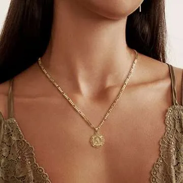 KissYan Initial Necklaces for Women - 14K Gold Plated Letter Pendant