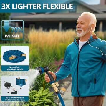 Lightweight 75 ft Garden Hose with Durable 3750D Fabric