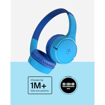 Belkin SoundForm Mini - Wireless Bluetooth Kids Headphones, 30H Battery, 85dB Safe Volume Limit, Bui...