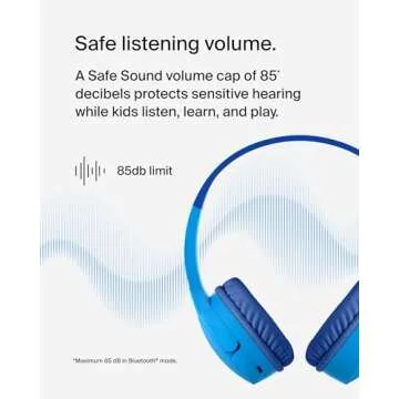 Belkin SoundForm Mini - Wireless Bluetooth Kids Headphones, 30H Battery, 85dB Safe Volume Limit, Built-in Microphone - Toddler On-Ear Earphones for iPhone, iPad, Fire Tablet, Ideal for School - Blue