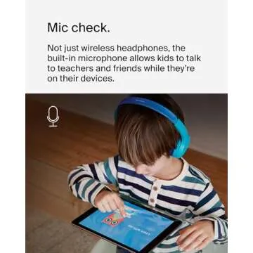 Belkin SoundForm Mini - Wireless Bluetooth Kids Headphones, 30H Battery, 85dB Safe Volume Limit, Built-in Microphone - Toddler On-Ear Earphones for iPhone, iPad, Fire Tablet, Ideal for School - Blue