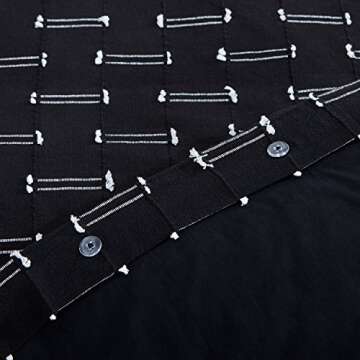 Amazon Brand – Rivet Global Textured 100% Cotton Duvet Cover Set, Full / Queen, Black